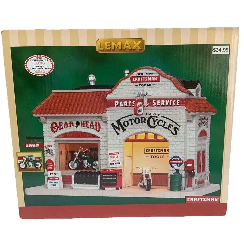 Lemax Craftsman Gear Head Motor Cycles Shop Lighted Christmas Village 2013 Flaws